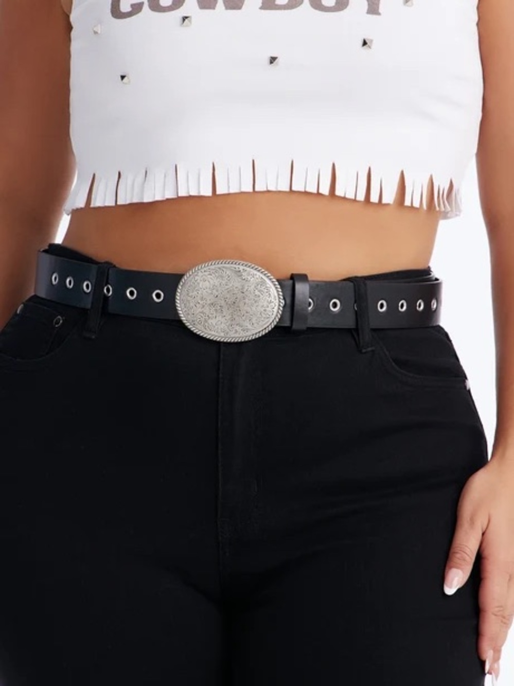 Western Gal Black Leather Belt NEW 🏷️ - Picture 4 of 4